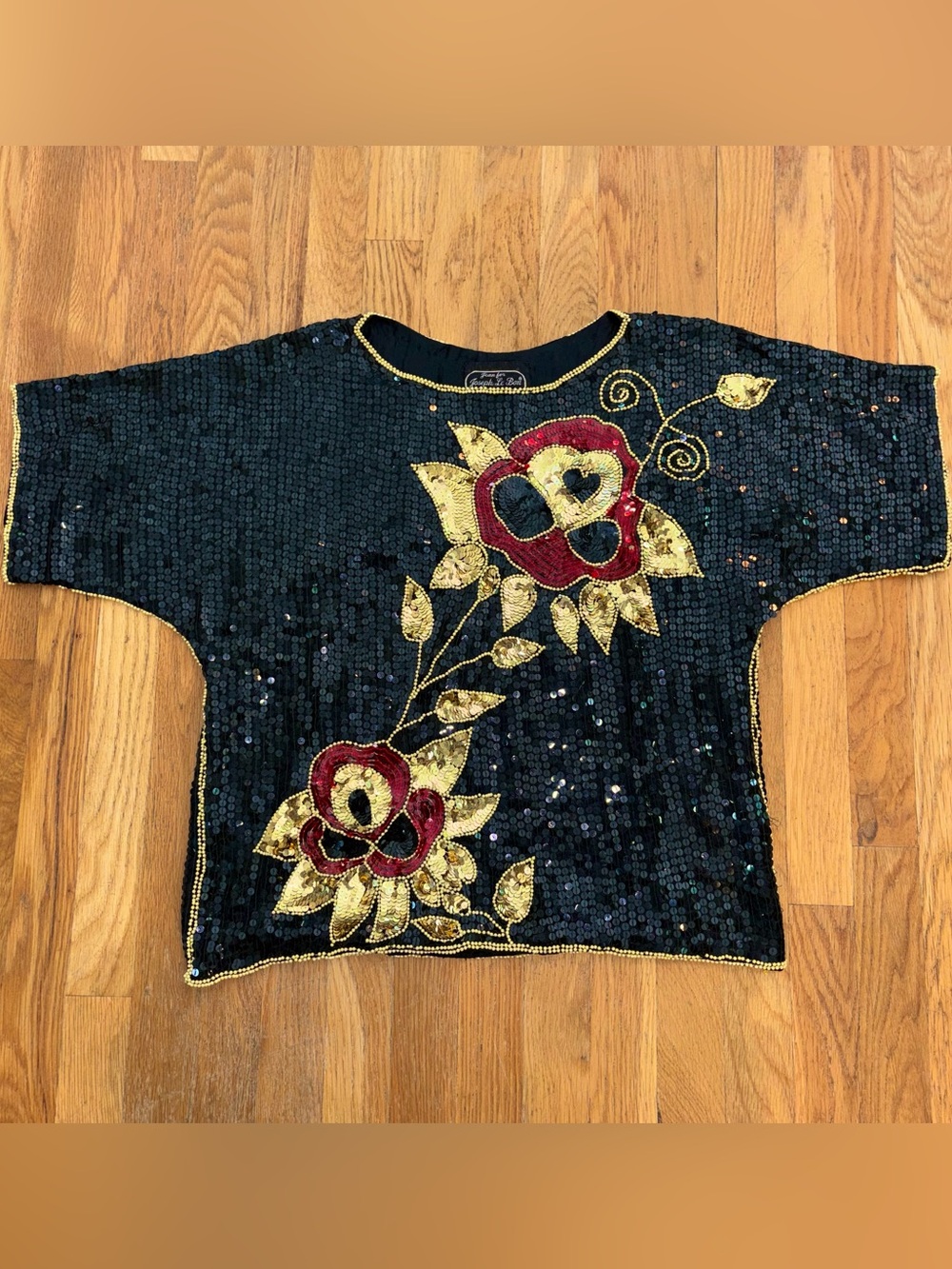 Vintage Sequin Beaded Women’s Silk Shirt size Small